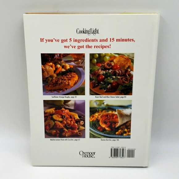 2/$10 Cooking Light 5 Ingredient 15 Minute Cookbook Hardcover Vintage Book - Picture 3 of 10
